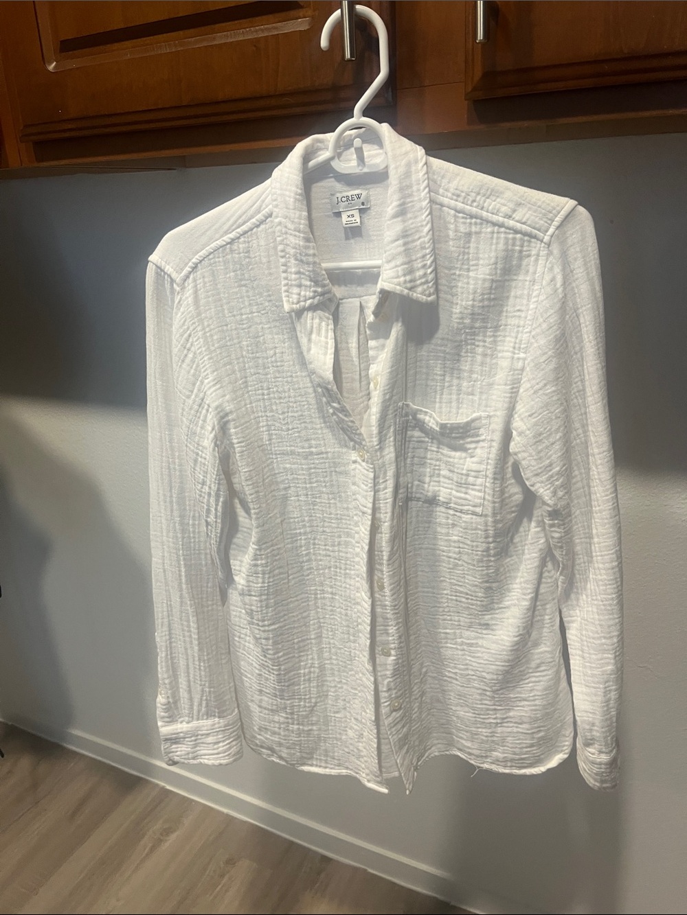 J. Crew White Cotton Gauze Casual Button-Down Shirt